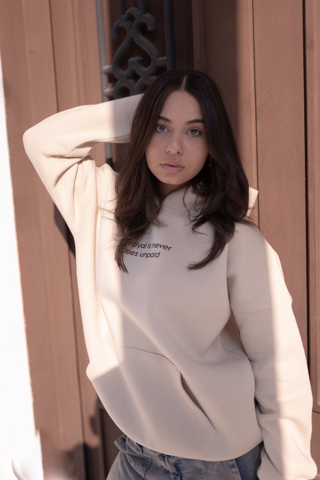 No Mercy Beige Hoodie