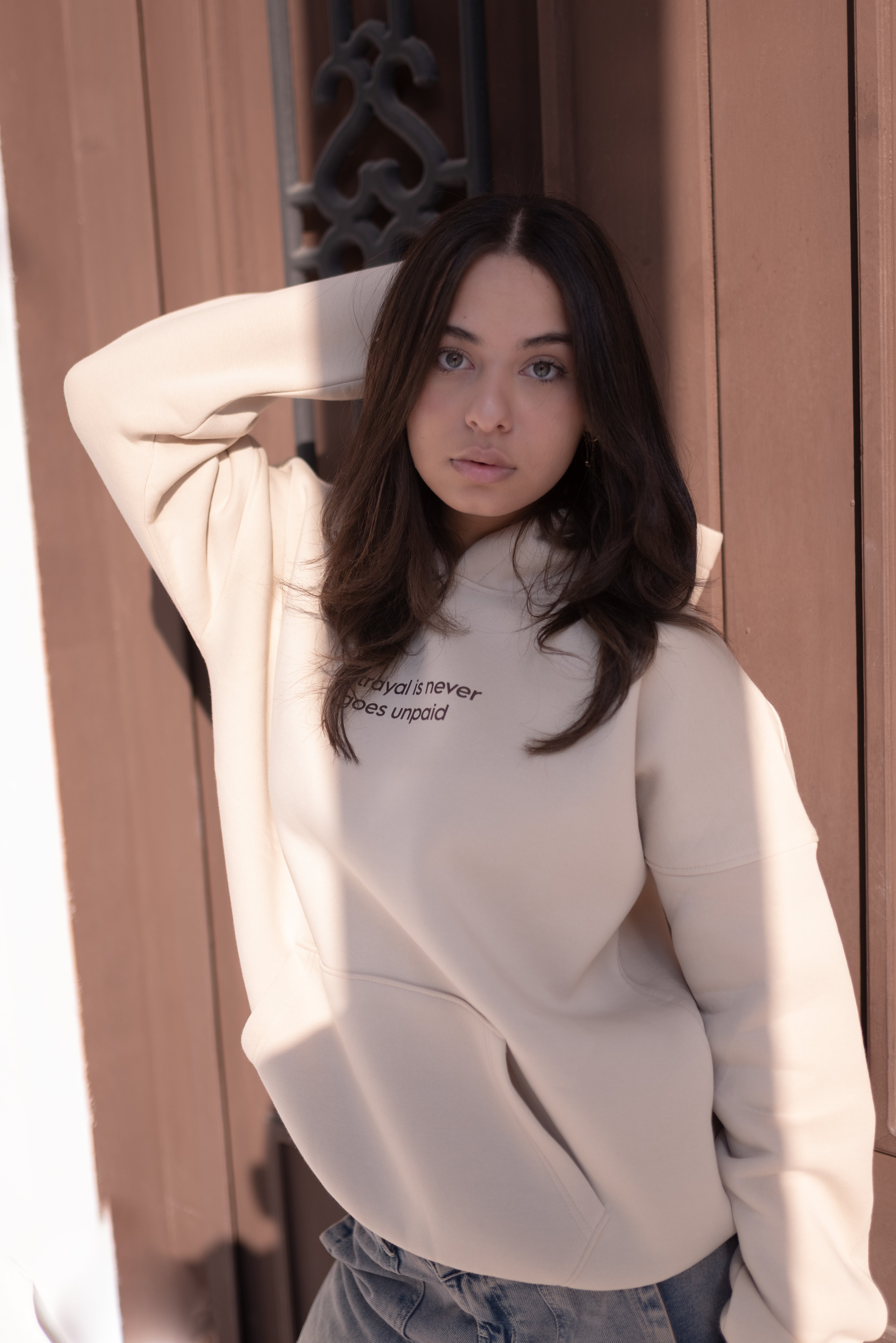 No Mercy Beige Hoodie